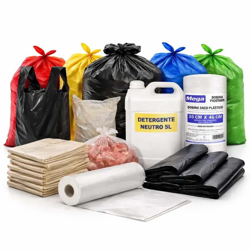 Estoque de produtos de limpeza profissional e materiais descartáveis para empresas